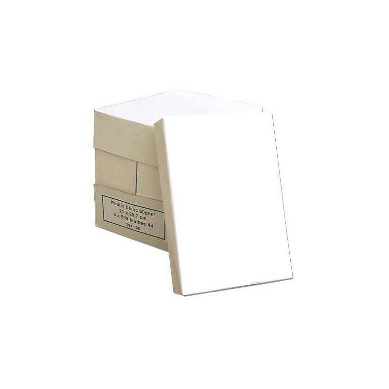 Carton de 5 Ramettes de 500 feuilles de papier blanc A4 80g